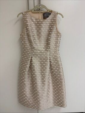 Lela Rose Sleeveless Cream Textured Fit-and-Flare Midi Dress- Size 6